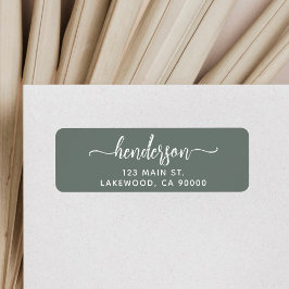 Modern Brush Handwritten Green Return Address ラベル