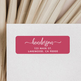 Modern Brush Handwritten Red Return Address ラベル