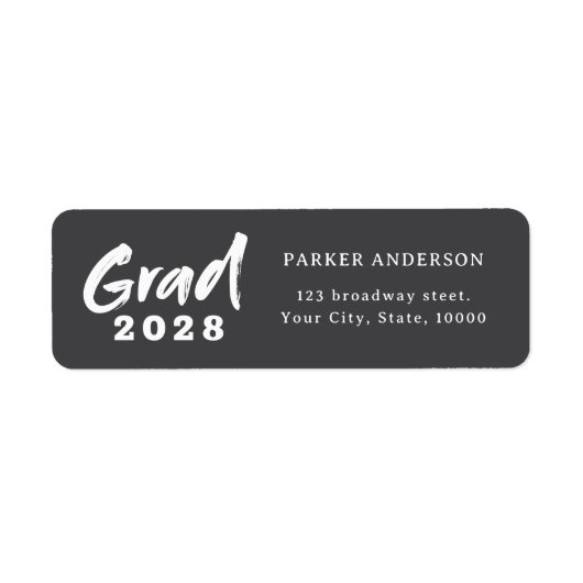 Modern Brush Script Graduation Return Address ラベル (正面)