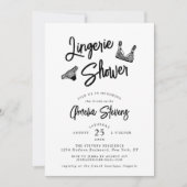 Modern Brush Script Lingerie Bridal Shower Invitat 招待状 (正面)