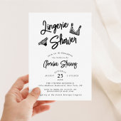 Modern Brush Script Lingerie Bridal Shower Invitat 招待状