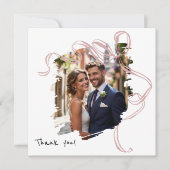 Modern Brush Stroke Floral Wedding Thank You Card サンキューカード (正面)