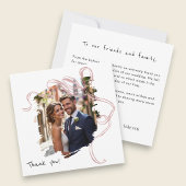 Modern Brush Stroke Floral Wedding Thank You Card サンキューカード