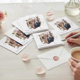 Modern Brush Stroke Floral Wedding Thank You Card サンキューカード