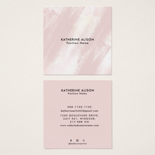  Modern Brush Stroke texture Square Business Card (正面&裏面)