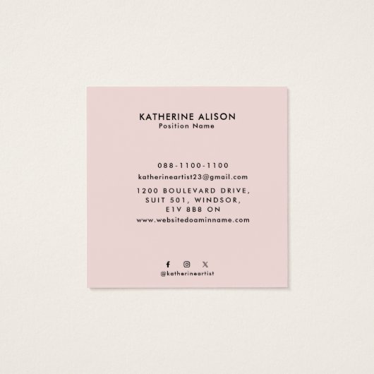  Modern Brush Stroke texture Square Business Card (裏面)