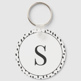 Modern Brush Strokes Black & White Monogram S キーホルダー