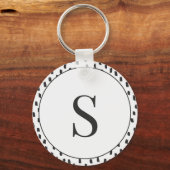 Modern Brush Strokes Black & White Monogram S キーホルダー (正面)