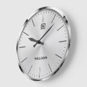 Modern Brushed Metal Luxury Silver Minimalist ラージ壁時計 (傾斜)