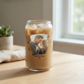 Modern Brushstroke Couple Photo & Name Iced Coffee ガラス缶