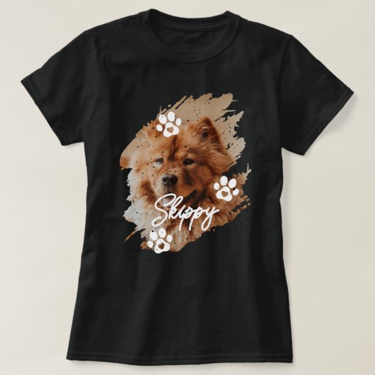 Modern Brushstroke Pet Dog Photo & Name Tシャツ (デザイン正面)