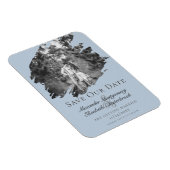 Modern Brushstroke Photo Save the Date Blue マグネット (右側)