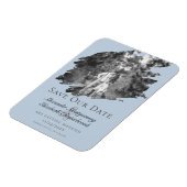 Modern Brushstroke Photo Save the Date Blue マグネット (左側)