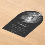 Modern Brushstroke Photo | Soft Black Wedding アクリル招待状 (レイダウン)