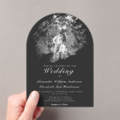 Modern Brushstroke Photo | Soft Black Wedding アクリル招待状 (インサイチュ (ポータブル))