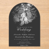 Modern Brushstroke Photo | Soft Black Wedding アクリル招待状 (正面)