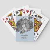 Modern Brushstroke Photo Wedding Favor Blue トランプ (裏面)