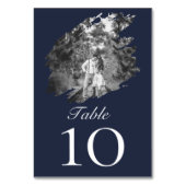 Modern Brushstroke Photo Wedding | Navy Blue テーブルナンバー (裏面)