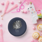 Modern Brushstroke Photo Wedding | Navy Blue ペーパーボウル (パーティー)