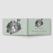 Modern Brushstroke Photo Wedding | Sage Green ゲストブック (全面)