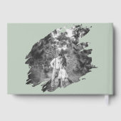 Modern Brushstroke Photo Wedding | Sage Green ゲストブック (裏面)
