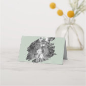 Modern Brushstroke Photo Wedding | Sage Green プレイスカード (裏面)