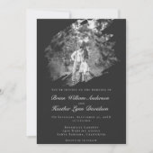 Modern Brushstroke Photo Wedding | Soft Black 招待状 (正面)