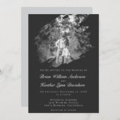 Modern Brushstroke Photo Wedding | Soft Black 招待状 (正面/裏面)