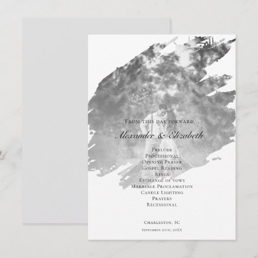 Modern Brushstroke Photo Wedding | White Program (正面/裏面)