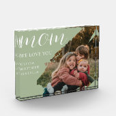 Modern Brushstroke Sage Green We Love You Mom フォトブロック (左)