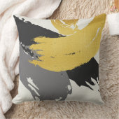 Modern Brushstrokes - Gold, Gray & Black クッション (ブランケット)