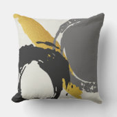 Modern Brushstrokes - Gold, Gray & Black クッション (正面)