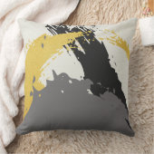 Modern Brushstrokes - Gold, Gray & Black クッション (ブランケット)