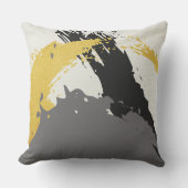 Modern Brushstrokes - Gold, Gray & Black クッション (正面)