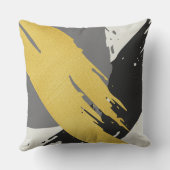 Modern Brushstrokes - Gold, Gray & Black クッション (裏面)
