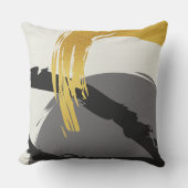 Modern Brushstrokes - Gold, Gray & Black クッション (正面)