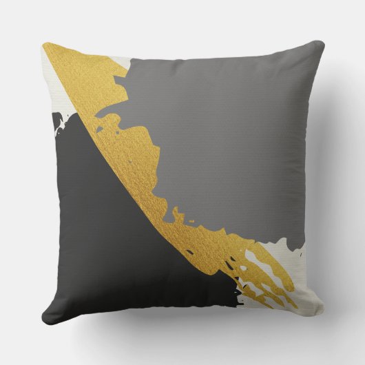 Modern Brushstrokes - Gold, Gray & Black クッション (裏面)