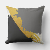 Modern Brushstrokes - Gold, Gray & Black クッション (正面)