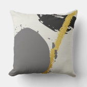 Modern Brushstrokes - Gold, Gray & Black クッション (正面)