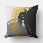Modern Brushstrokes - Gold, Gray & Black クッション (正面)
