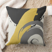 Modern Brushstrokes - Gold, Gray & Black クッション (ブランケット)