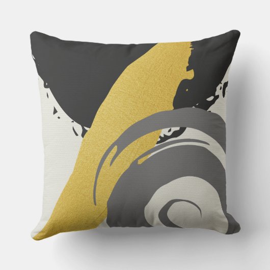 Modern Brushstrokes - Gold, Gray & Black クッション (裏面)