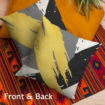 Modern Brushstrokes - Gold, Gray & Black