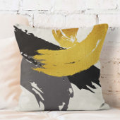 Modern Brushstrokes - Gold, Gray & Black クッション