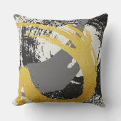 Modern Brushstrokes - Gold, Gray & Black クッション (正面)