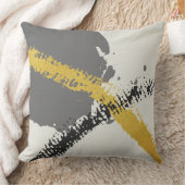 Modern Brushstrokes - Gold, Gray & Black クッション (ブランケット)