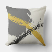 Modern Brushstrokes - Gold, Gray & Black クッション (正面)