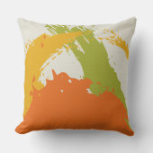 Modern Brushstrokes - Orange, Green & Yellow クッション (正面)