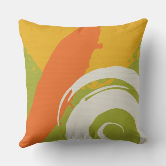 Modern Brushstrokes - Orange, Green & Yellow クッション (裏面)