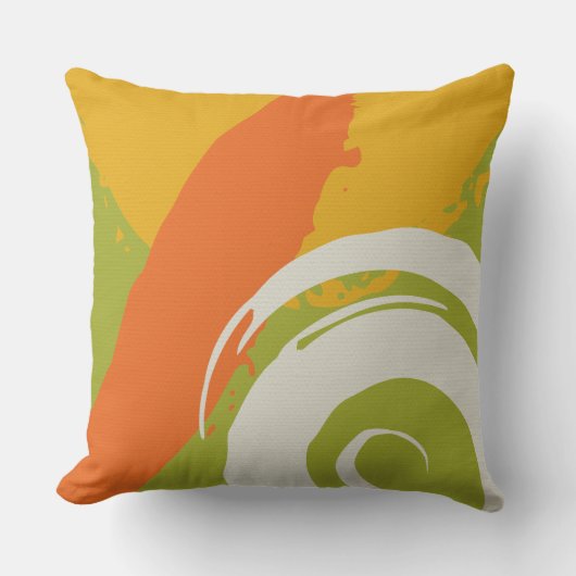Modern Brushstrokes - Orange, Green & Yellow クッション (正面)